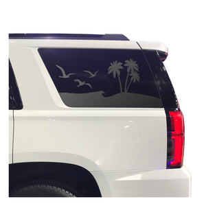 Beach Scene II Decal for 2015-2020 Chevy Tahoe 3rd Windows - Matte Black