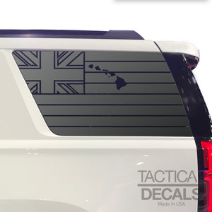 State of Hawaii Flag Decal for 2015-2020 Chevy Tahoe 3rd Windows - Matte Black