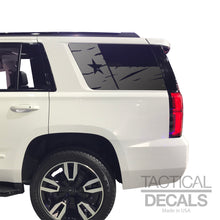 Load image into Gallery viewer, Distressed State of Texas Flag Decal for 2015-2020 Chevy Tahoe Rear Third Window - Matte Black
