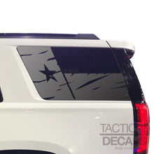 Load image into Gallery viewer, Distressed State of Texas Flag Decal for 2015-2020 Chevy Tahoe Rear Third Window - Matte Black
