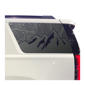 Topography Mountain Decals for 2015-2020 Chevy Tahoe 3rd Windows - Matte Black