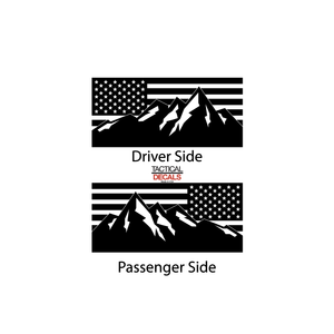 USA Flag Decal with Mountains for 2007-2014 Chevy Tahoe 3rd Windows - Matte Black