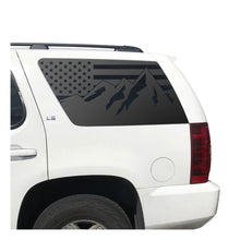 Load image into Gallery viewer, USA Flag Decal with Mountains for 2007-2014 Chevy Tahoe 3rd Windows - Matte Black
