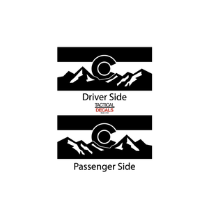 State of Colorado Flag w/Mountain Scene Decal for 2007-2014 Chevy Tahoe 3rd Windows - Matte Black