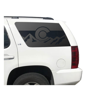 State of Colorado Flag w/Mountain Scene Decal for 2007-2014 Chevy Tahoe 3rd Windows - Matte Black