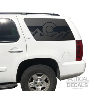State of Colorado Flag w/Mountain Scene Decal for 2007-2014 Chevy Tahoe 3rd Windows - Matte Black