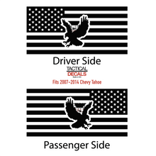 Load image into Gallery viewer, USA Flag Decal with Eagle for 2007-2014 Chevy Tahoe Rear Windows - Matte Black
