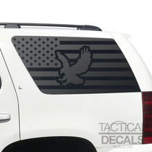 Load image into Gallery viewer, USA Flag Decal with Eagle for 2007-2014 Chevy Tahoe Rear Windows - Matte Black
