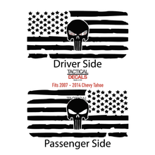 Load image into Gallery viewer, Distressed State of Texas Flag Decal for 2007-2014 Chevy Tahoe Rear Third Window - Matte Black
