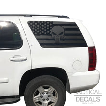 Load image into Gallery viewer, Distressed State of Texas Flag Decal for 2007-2014 Chevy Tahoe Rear Third Window - Matte Black
