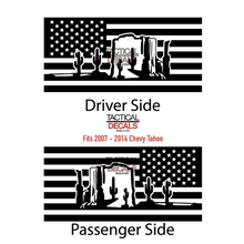 Load image into Gallery viewer, USA Flag Decal with Arizona Desert for 2007-2014 Chevy Tahoe Rear Third Window - Matte Black

