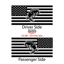 Load image into Gallery viewer, USA Flag Decal with Bass Fishing for 2007-2014 Chevy Tahoe Rear Third Window - Matte Black
