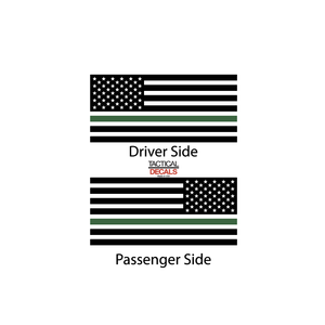 USA Flag w/ Green Line Decal for 2007-2014 Chevy Tahoe 3rd Windows - Matte Black