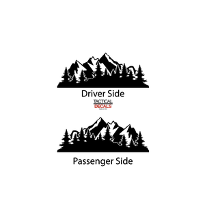 Outdoors Mountain Scene Decal for 2007-2014 Chevy Tahoe 3rd Windows - Matte Black