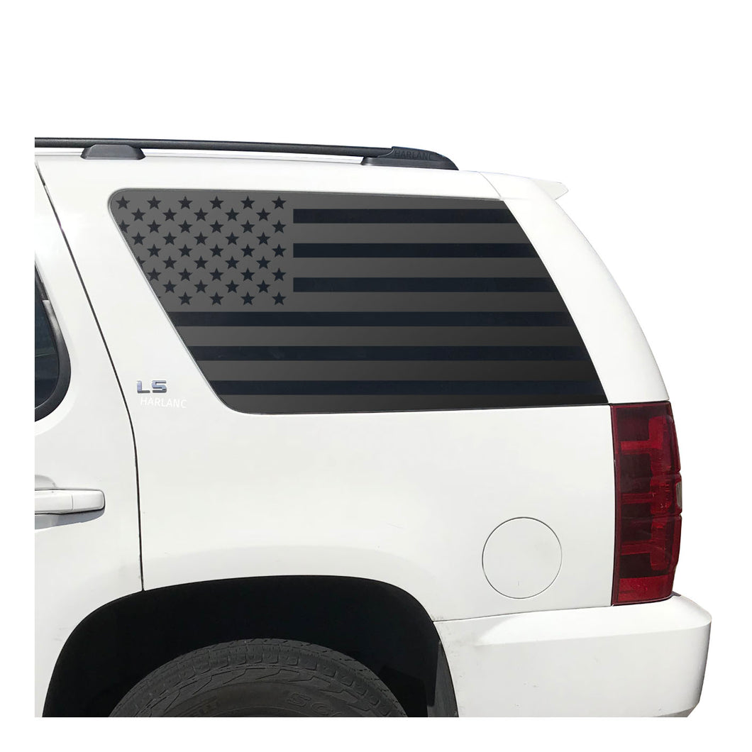 USA Flag Decal for 2007-2014 Chevy Tahoe 3rd Windows - Matte Black