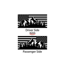 Load image into Gallery viewer, USA Flag Decal with Mountains for 2007-2014 Chevy Tahoe 3rd Windows - Matte Black
