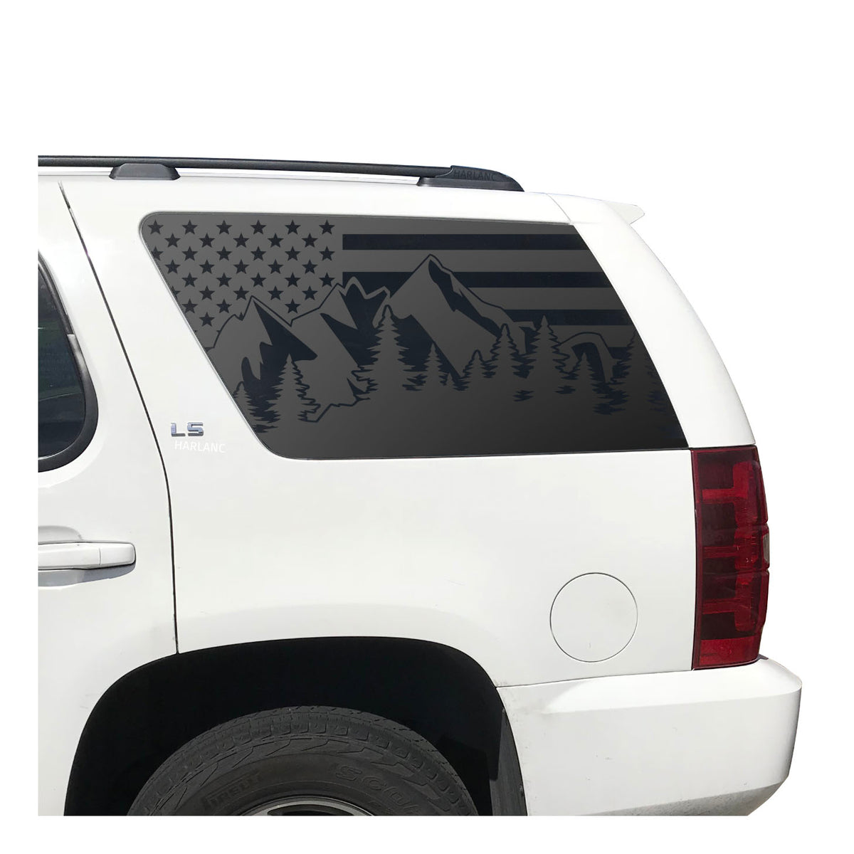 USA Flag Decal with Mountains for 2007-2014 Chevy Tahoe 3rd Windows ...
