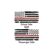 Load image into Gallery viewer, Distressed Red Line USA Flag Decal for 2007-2014 Chevy Tahoe 3rd Windows - Matte Black
