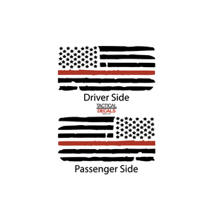 Distressed Red Line USA Flag Decal for 2007-2014 Chevy Tahoe 3rd Windows - Matte Black