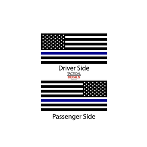 USA Flag w/ Thin Blue Line Decal for 2007-2014 Chevy Tahoe 3rd Windows - Matte Black