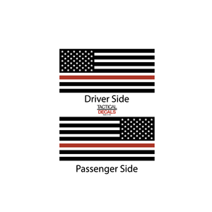 USA Flag w/ Thin Red Line Decal for 2007-2014 Chevy Tahoe 3rd Windows - Matte Black