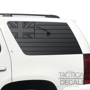 State of Hawaii Flag Decal for 2007-2014 Chevy Tahoe Rear Windows - Matte Black