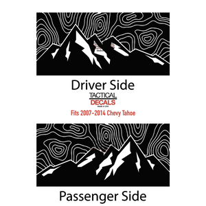 Topography Map Decal for 2007-2014 Chevy Tahoe Rear Windows - Matte Black