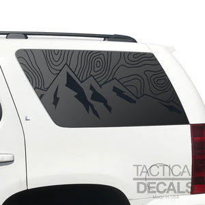 Topography Map Decal for 2007-2014 Chevy Tahoe Rear Windows - Matte Black