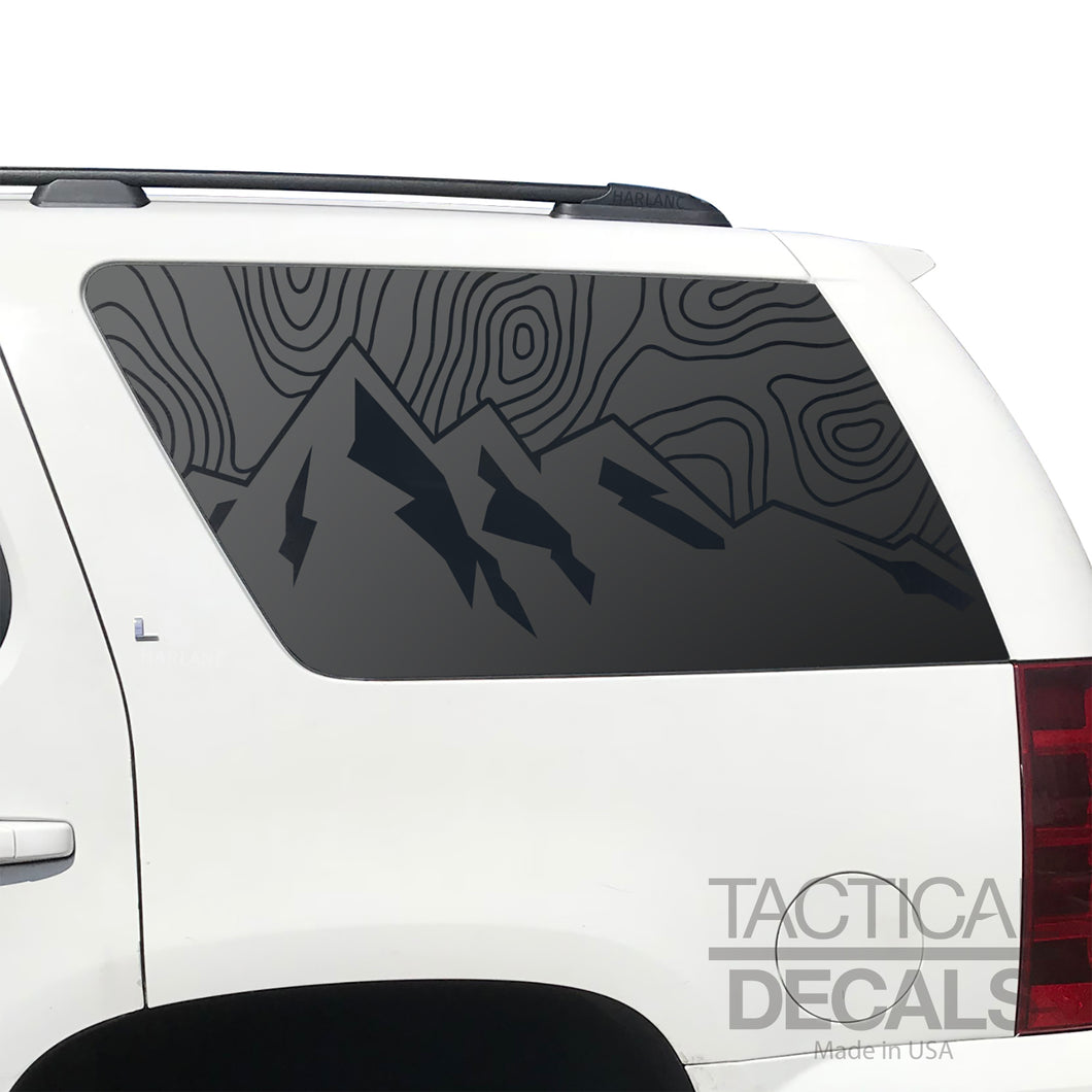 Topography Map Decal for 2007-2014 Chevy Tahoe Rear Windows - Matte Black