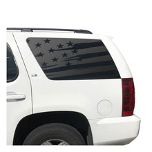 Load image into Gallery viewer, Distressed USA Flag Decal for 2007-2014 Chevy Tahoe 3rd Windows - Matte Black
