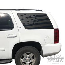Load image into Gallery viewer, Distressed USA Flag Decal for 2007-2014 Chevy Tahoe 3rd Windows - Matte Black
