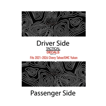 Load image into Gallery viewer, Topography Map Decals for 2021-2026 Chevy Tahoe 3rd Windows - Matte Black
