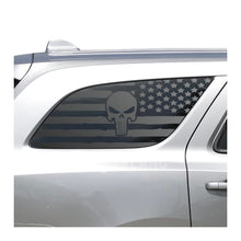 Load image into Gallery viewer, USA Flag with Skull Decals for 2011-2025 Dodge Durango Rear 3rd Windows - Matte Black
