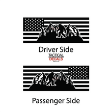 Load image into Gallery viewer, USA Flag with Sasquatch Decals for 2011-2025 Dodge Durango Rear 3rd Windows - Matte Black
