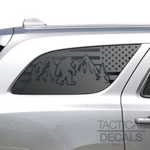 Load image into Gallery viewer, USA Flag with Sasquatch Decals for 2011-2025 Dodge Durango Rear 3rd Windows - Matte Black
