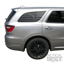 Load image into Gallery viewer, USA Flag with Bass Fishing Decals for 2011-2025 Dodge Durango Rear 3rd Windows - Matte Black
