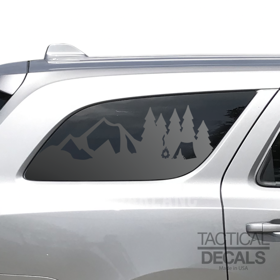 Outdoors Camping Scene Decal for 2011 - 2024 Dodge Durango 3rd Windows - Matte Black