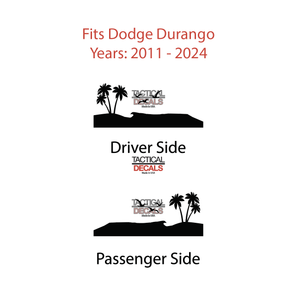Tropical Beach Scene Decal for 2011 - 2024 Dodge Durango 3rd Windows - Matte Black