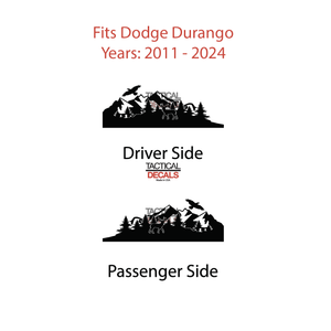 Wildlife Mountain Scene Decal for 2011 - 2024 Dodge Durango 3rd Windows - Matte Black