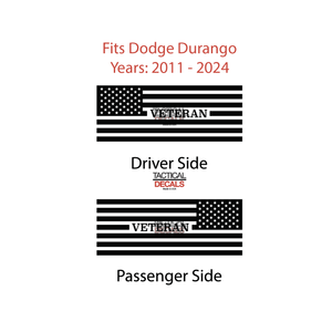 Veteran - USA Flag Decal for 2011 - 2024 Dodge Durango Windows - Matte Black