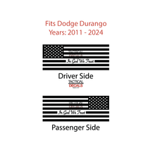 Load image into Gallery viewer, In God We Trust - USA Flag Decal for 2011 - 2024 Dodge Durango Windows - Matte Black
