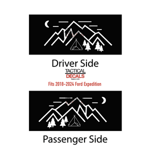 Minimalist Mountain Scene Decal for 2018-2024 Ford Expedition Rear Windows - Matte Black