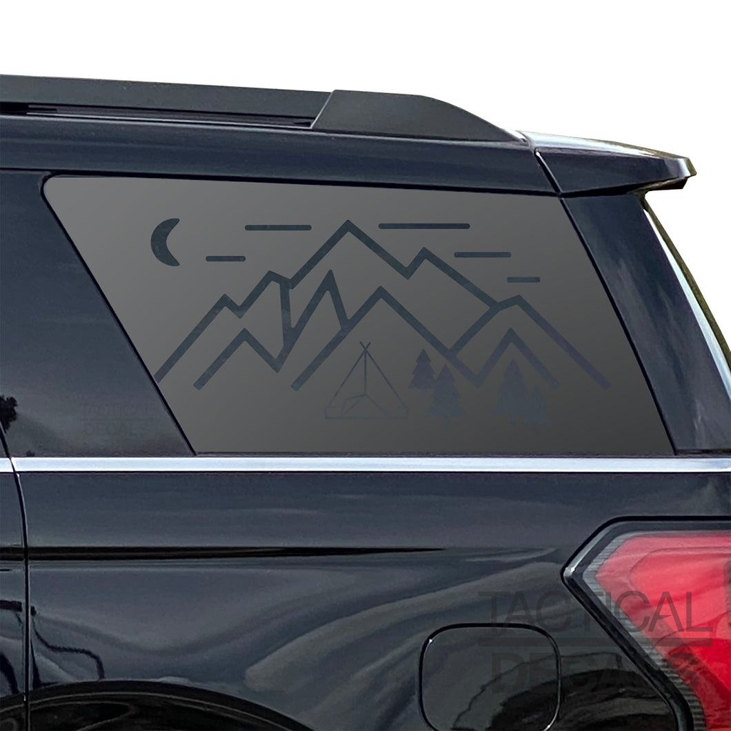 Minimalist Mountain Scene Decal for 2018-2024 Ford Expedition Rear Windows - Matte Black