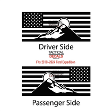 Load image into Gallery viewer, USA Flag with Mountain Scene Decal for 2018-2024 Ford Expedition Rear Windows - Matte Black
