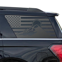 Load image into Gallery viewer, USA Flag with Mountain Scene Decal for 2018-2024 Ford Expedition Rear Windows - Matte Black
