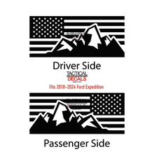 Load image into Gallery viewer, USA Flag with Mountain Scene Decal for 2018-2024 Ford Expedition Rear Windows - Matte Black
