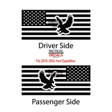 Load image into Gallery viewer, USA Flag with Mountain Scene Decal for 2018-2024 Ford Expedition Rear Windows - Matte Black
