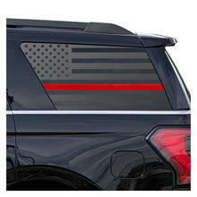 Load image into Gallery viewer, USA Flag with Red Line Decal for 2018 - 2024 Ford Expedition 3rd Windows - Matte Black
