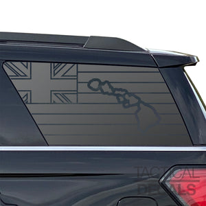 State of Hawaii Flag Decal for 2018-2024 Ford Expedition Rear Windows - Matte Black