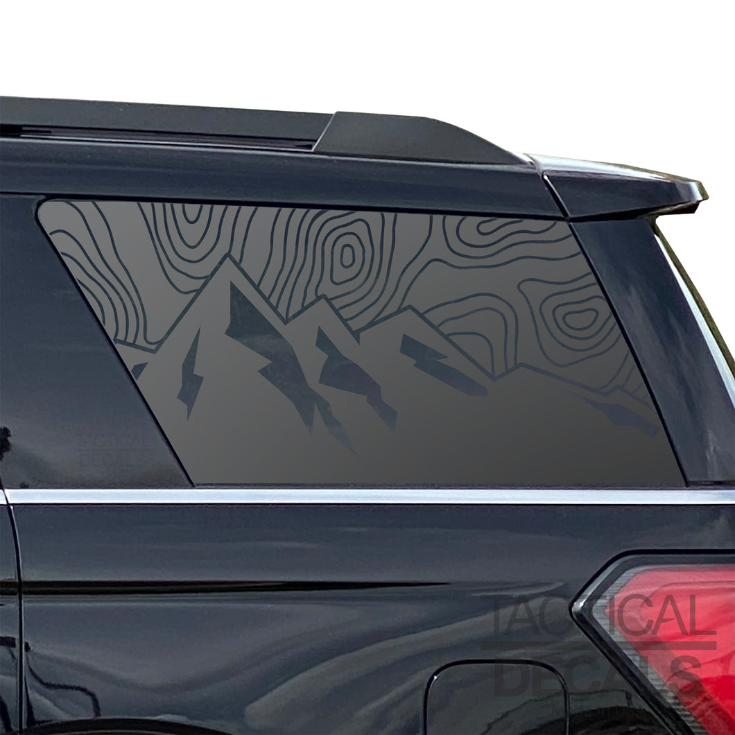 Topography Mountain Scene Decal for 2018-2024 Ford Expedition Rear Windows - Matte Black